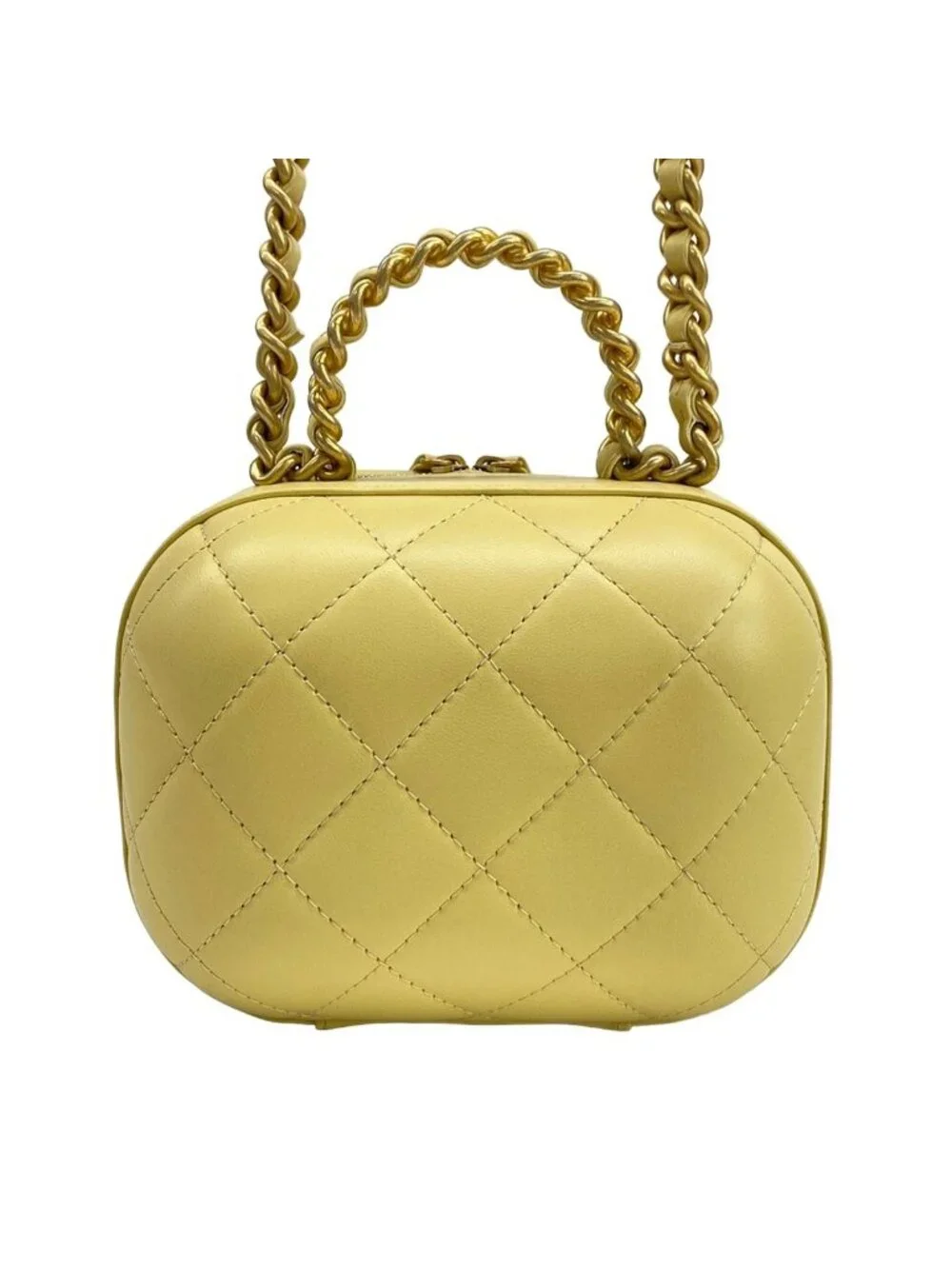 Chanel Shoulder Bag Quilted Light Yellow Lambskin